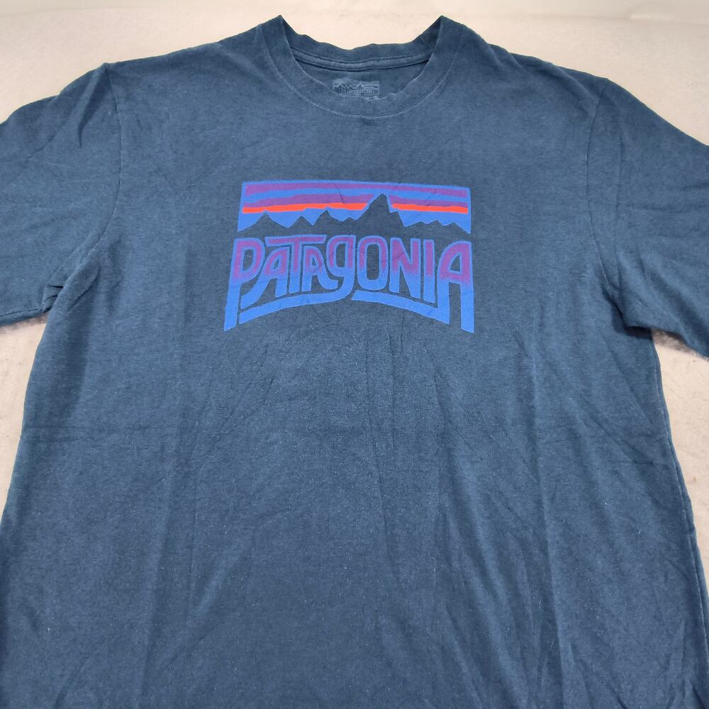 Patagonia Regular Fit Casual Short Sleeve Crew Neck T-Shirt Mens Size M Blue